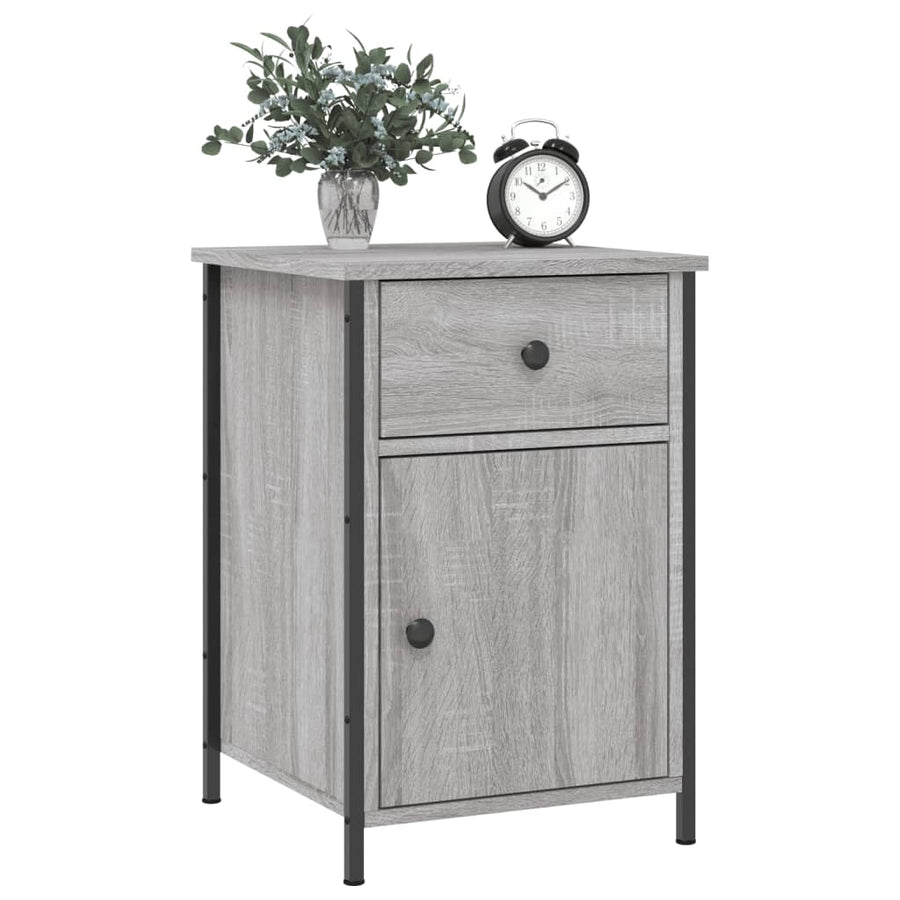 Nachtkastje 40X42X60 Cm Bewerkt Hout Grijs Sonoma Eikenkleurig