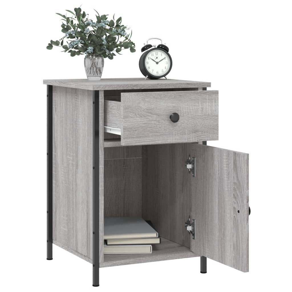Nachtkastje 40X42X60 Cm Bewerkt Hout Grijs Sonoma Eikenkleurig