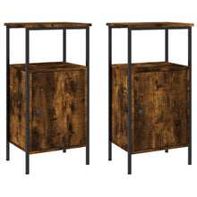 Nachtkastjes 41X31X80 Cm Bewerkt Hout Kleurig 2 Gerookt eiken