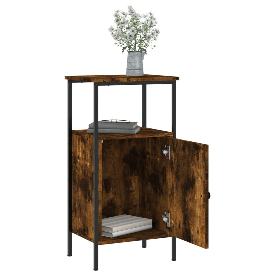 Nachtkastjes 41X31X80 Cm Bewerkt Hout Kleurig 2 Gerookt eiken