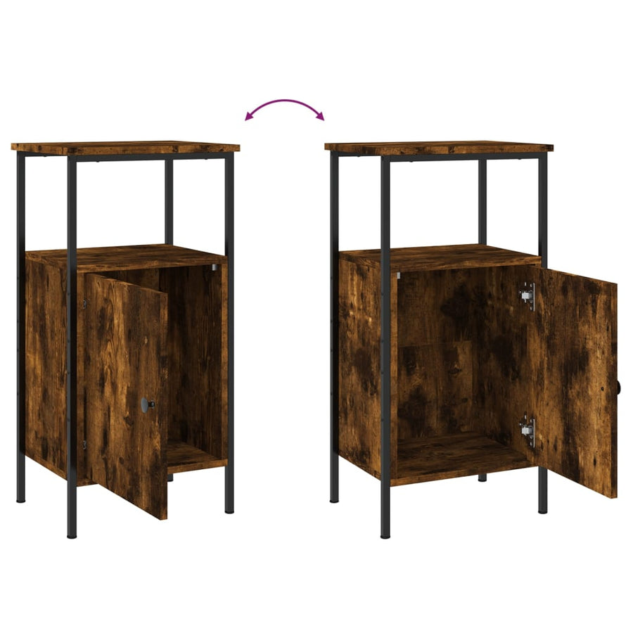 Nachtkastjes 41X31X80 Cm Bewerkt Hout Kleurig 2 Gerookt eiken
