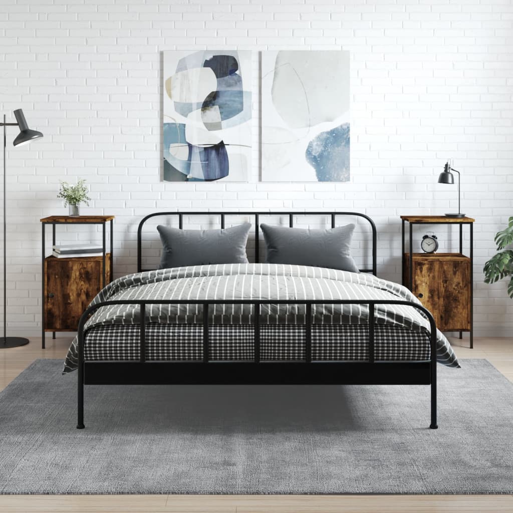 Nachtkastjes 41X31X80 Cm Bewerkt Hout Kleurig 2 Gerookt eiken