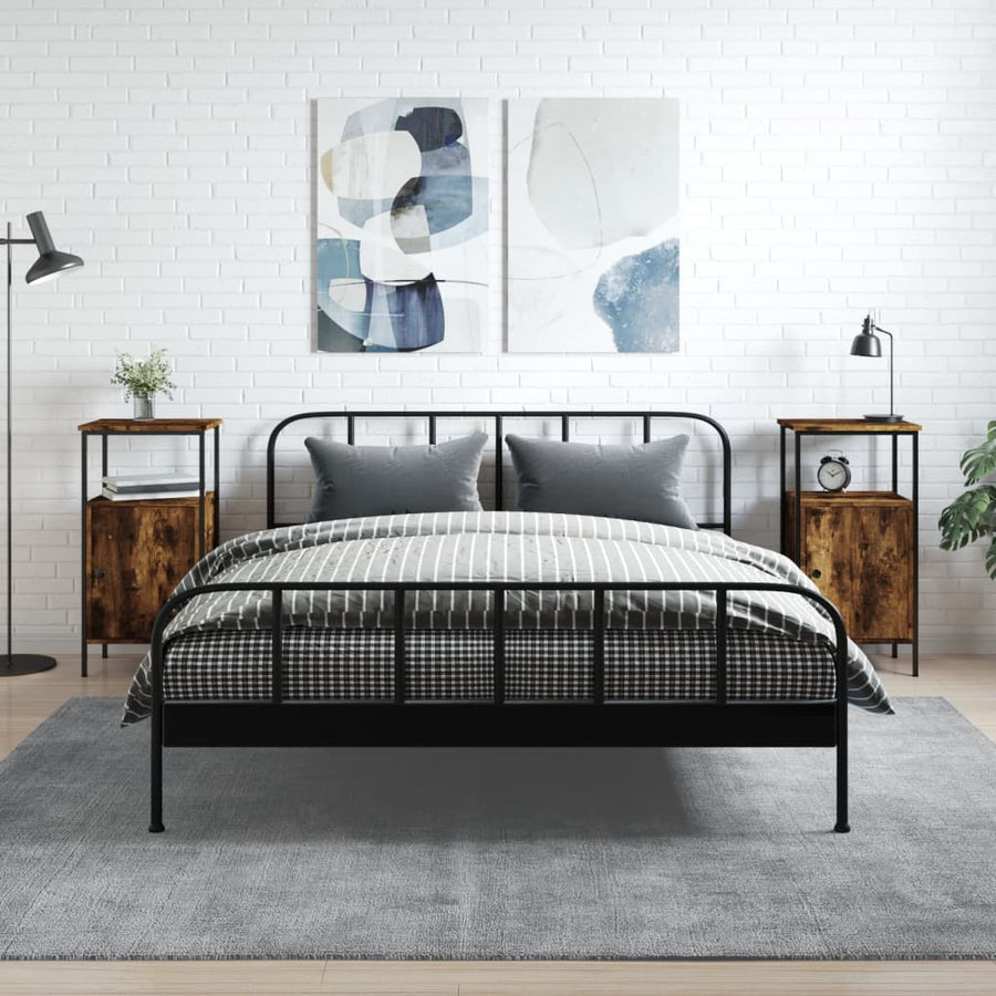 Nachtkastjes 41X31X80 Cm Bewerkt Hout Kleurig 2 Gerookt eiken