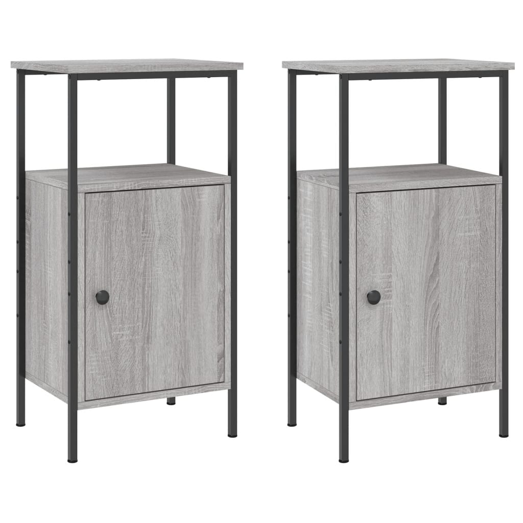 Nachtkastjes 2 st 41x31x80 cm bewerkt hout grijs sonoma eiken