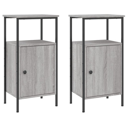 Nachtkastjes 2 st 41x31x80 cm bewerkt hout grijs sonoma eiken
