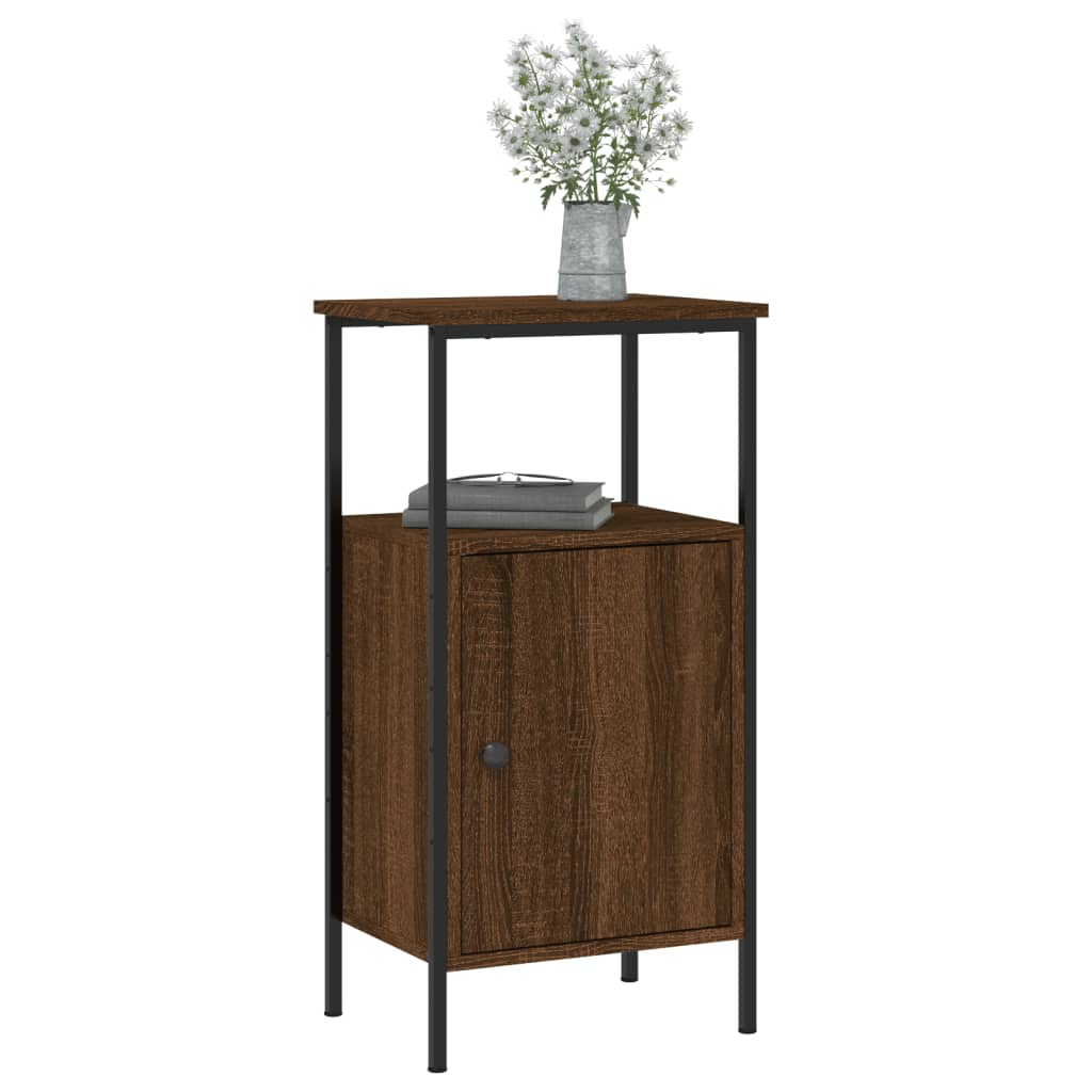 Nachtkastje 41x31x80 cm bewerkt hout bruin eikenkleur