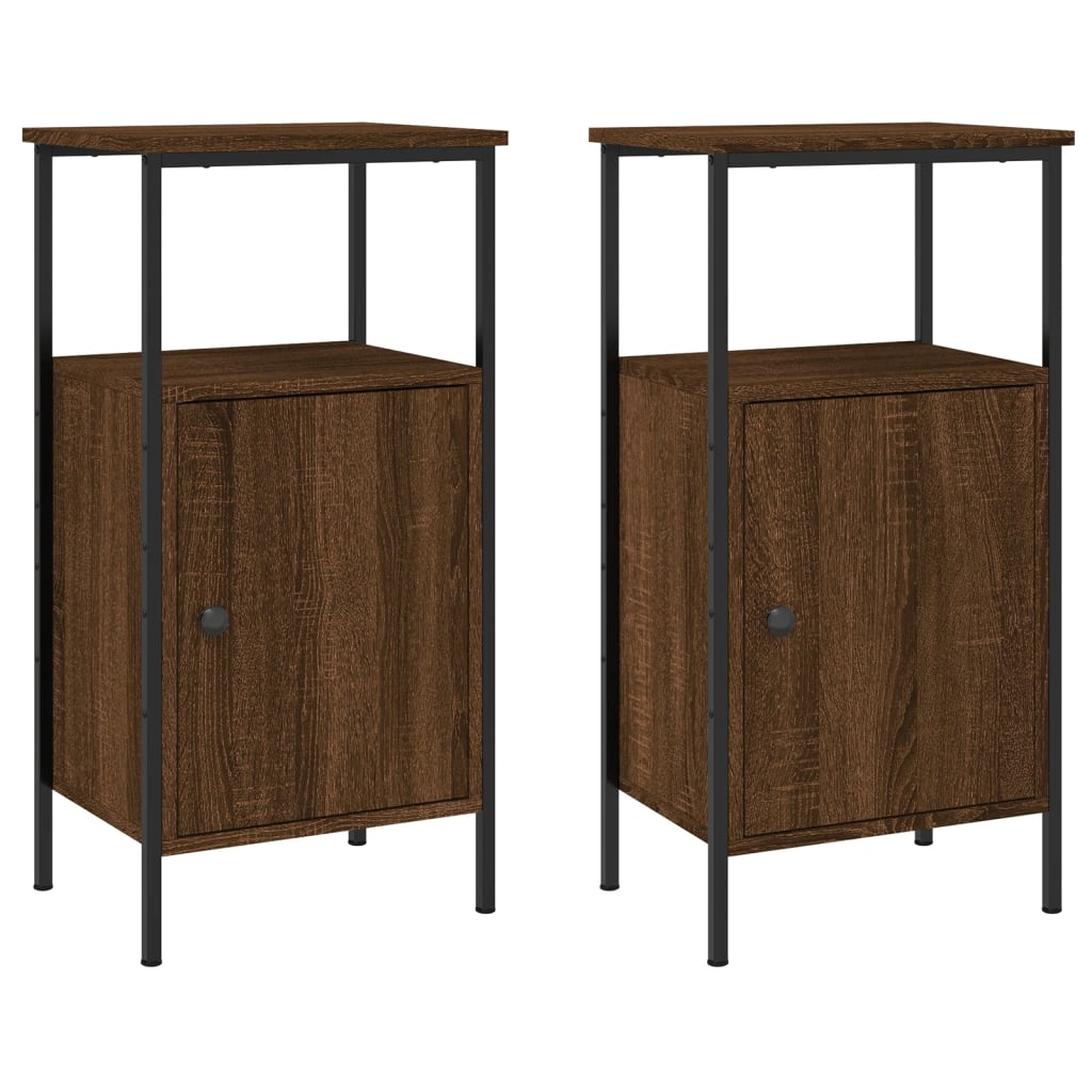 Nachtkastjes 2 St 41X31X80 Cm Bewerkt Hout Bruin Eikenkleur