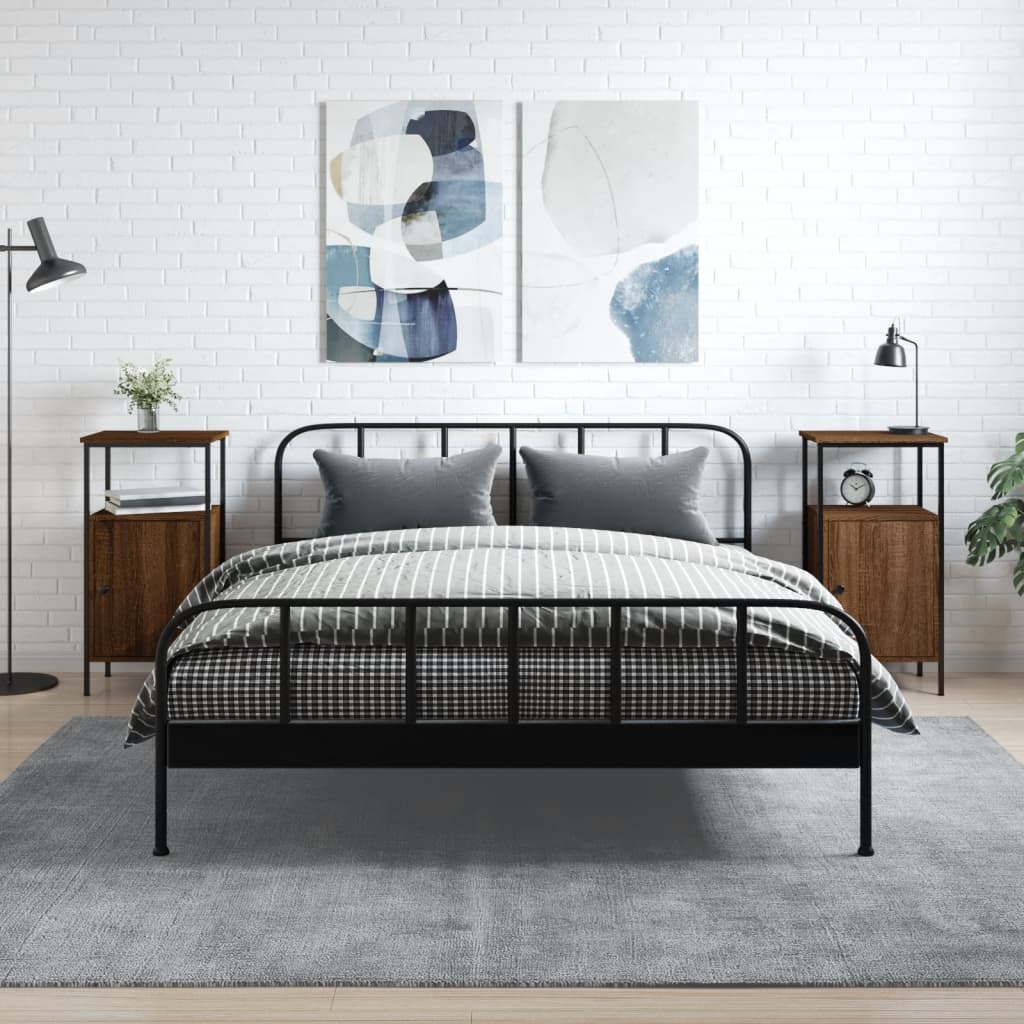 Nachtkastjes 2 St 41X31X80 Cm Bewerkt Hout Bruin Eikenkleur