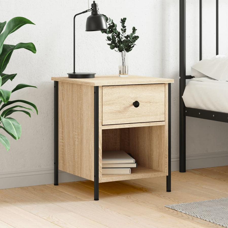 Nachtkastje 40X42X50 Cm Bewerkt Hout Kleurig 1 Sonoma eiken
