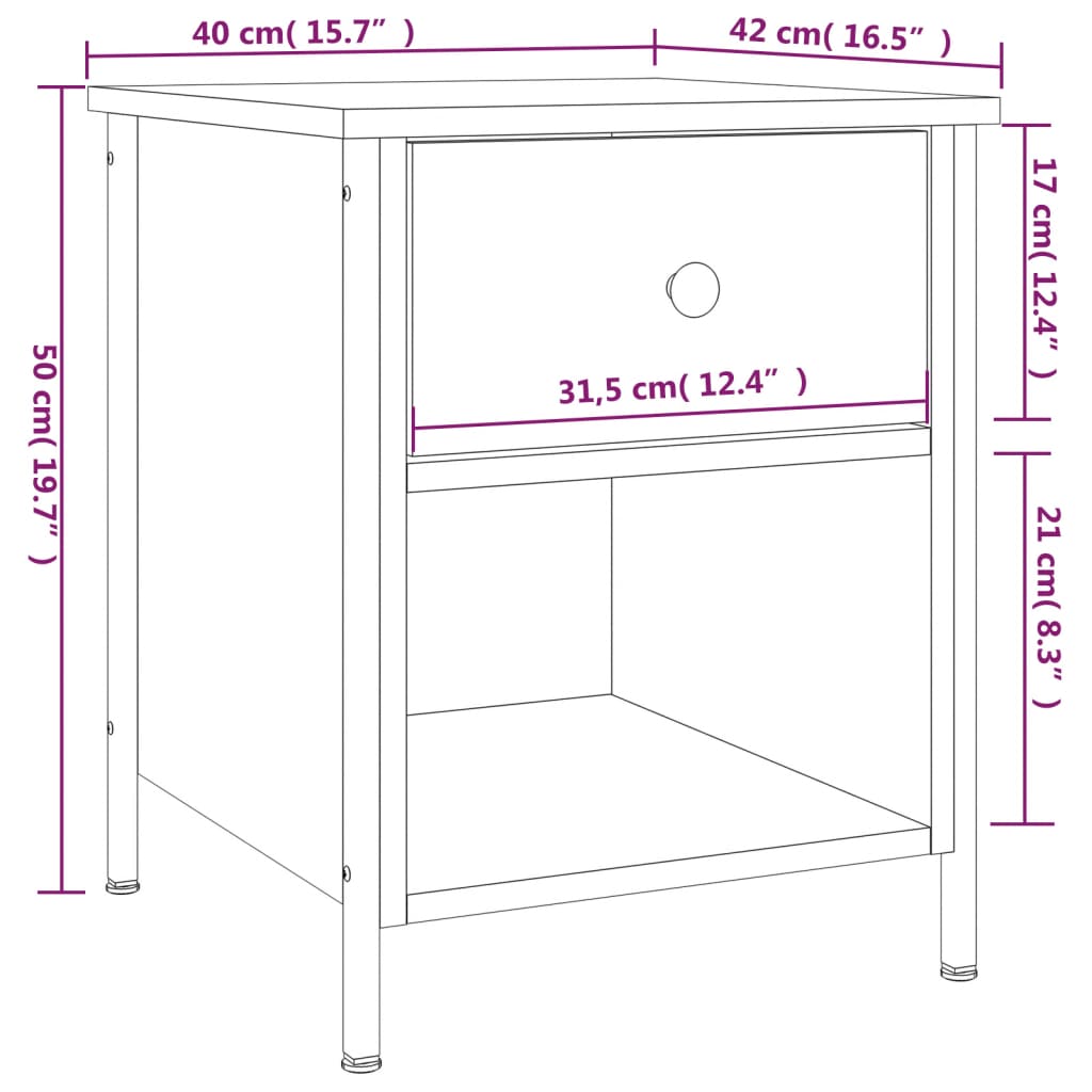 Nachtkastjes 40X4X50 Cm Bewerkt Hout Kleurig 2 Sonoma eiken