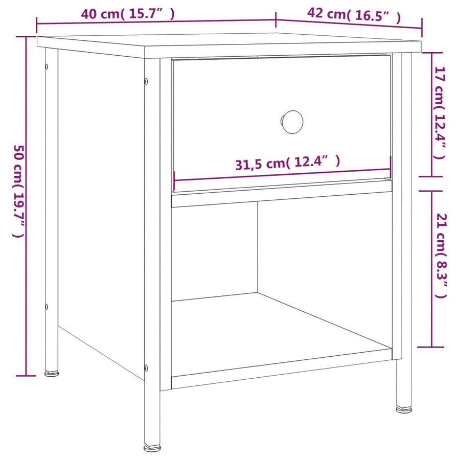 Nachtkastjes 40X4X50 Cm Bewerkt Hout Kleurig 2 Sonoma eiken
