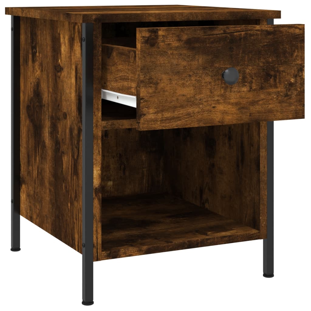 Nachtkastje 40X42X50 Cm Bewerkt Hout Kleurig 1 Gerookt eiken