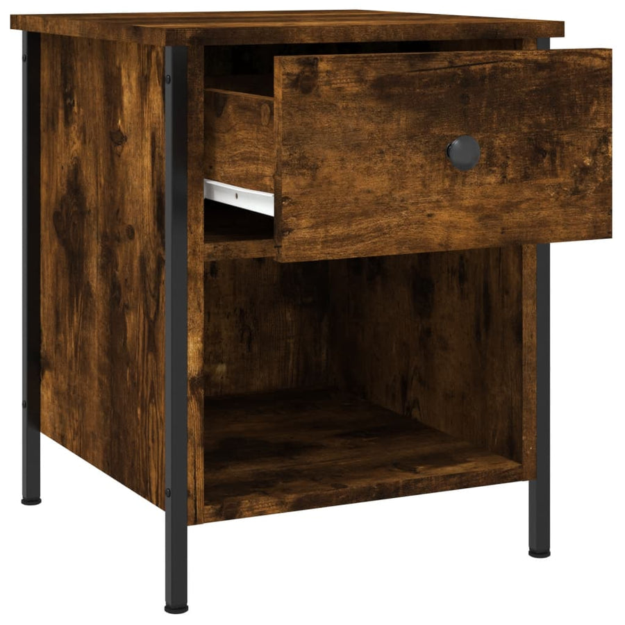 Nachtkastje 40X42X50 Cm Bewerkt Hout Kleurig 1 Gerookt eiken