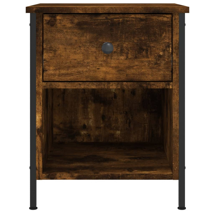 Nachtkastje 40X42X50 Cm Bewerkt Hout Kleurig 1 Gerookt eiken