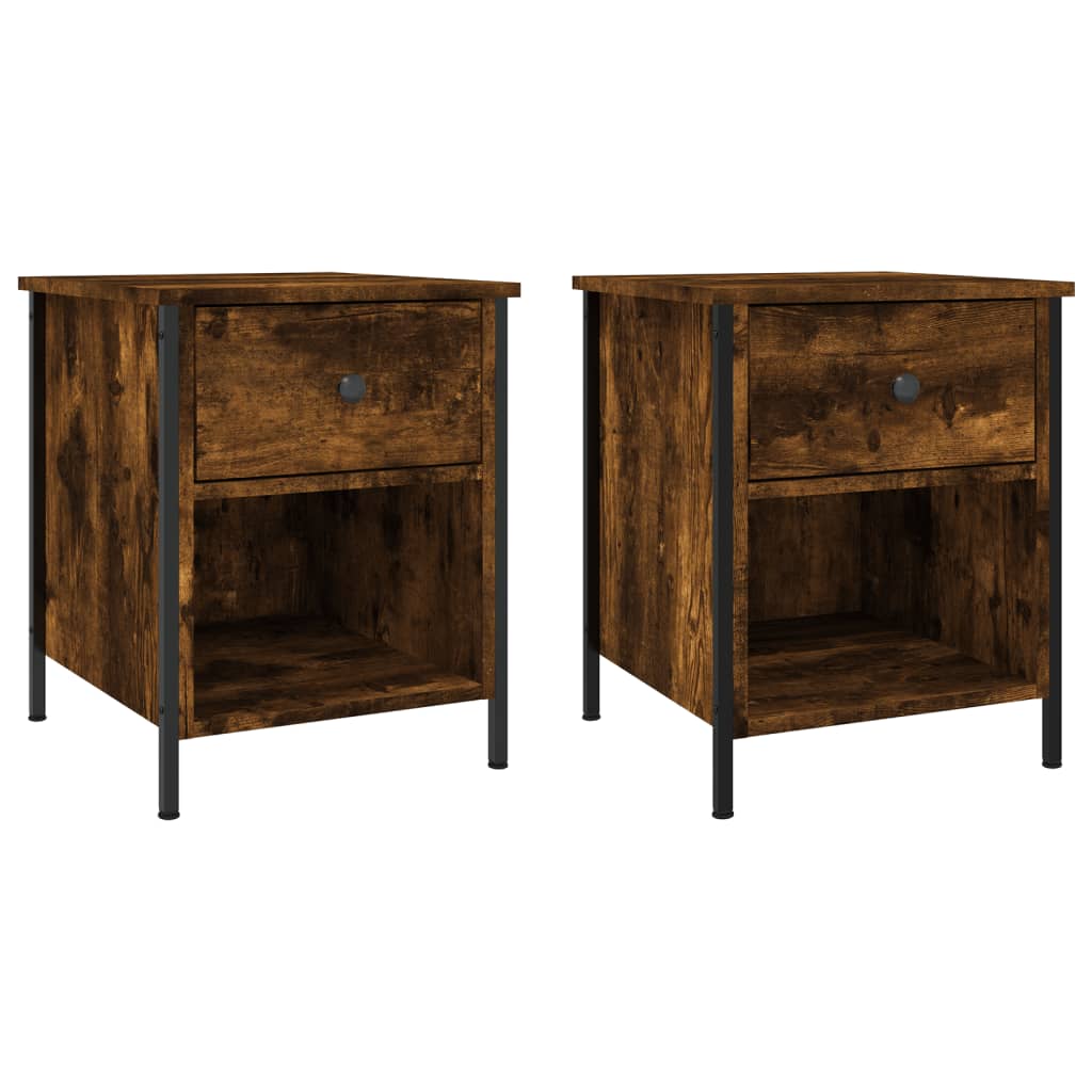 Nachtkastjes 40X4X50 Cm Bewerkt Hout Kleurig 2 Gerookt eiken