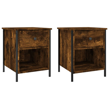 Nachtkastjes 40X4X50 Cm Bewerkt Hout Kleurig 2 Gerookt eiken