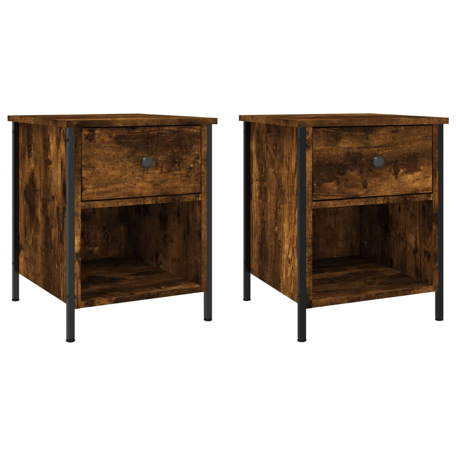 Nachtkastjes 40X4X50 Cm Bewerkt Hout Kleurig 2 Gerookt eiken