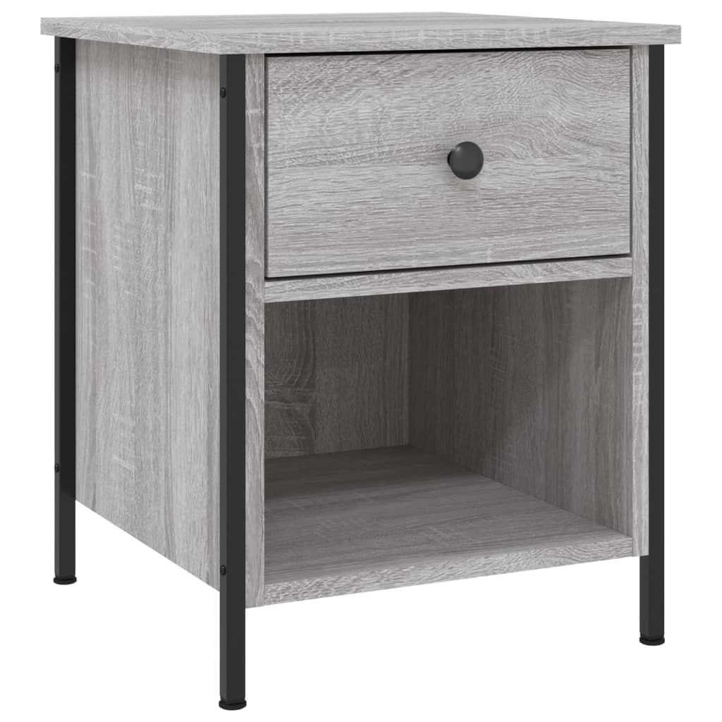 Nachtkastje 40X42X50 Cm Bewerkt Hout Eikenkleurig 1 Grijs sonoma