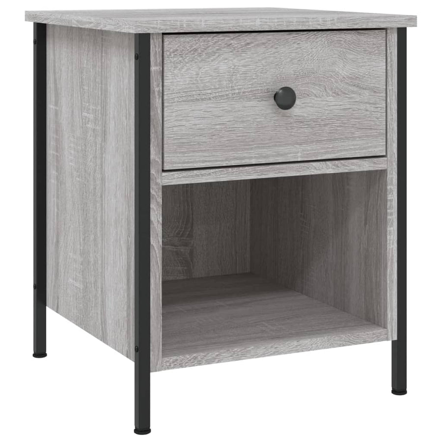 Nachtkastje 40X42X50 Cm Bewerkt Hout Eikenkleurig 1 Grijs sonoma