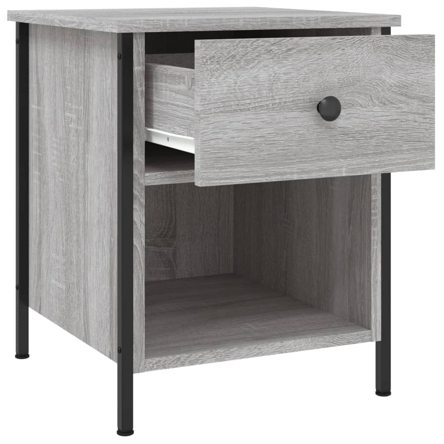 Nachtkastje 40X42X50 Cm Bewerkt Hout Eikenkleurig 1 Grijs sonoma