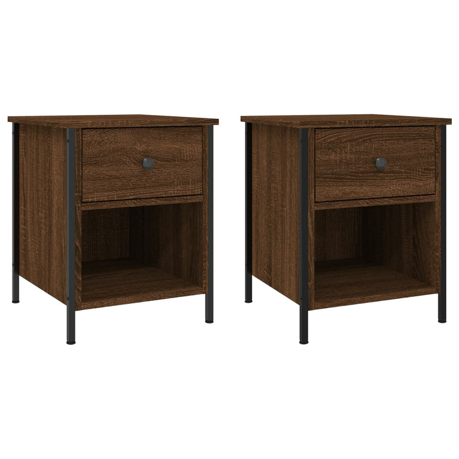 Nachtkastjes 2 st 40x42x50 cm bewerkt hout bruin eikenkleur 2 Bruineiken