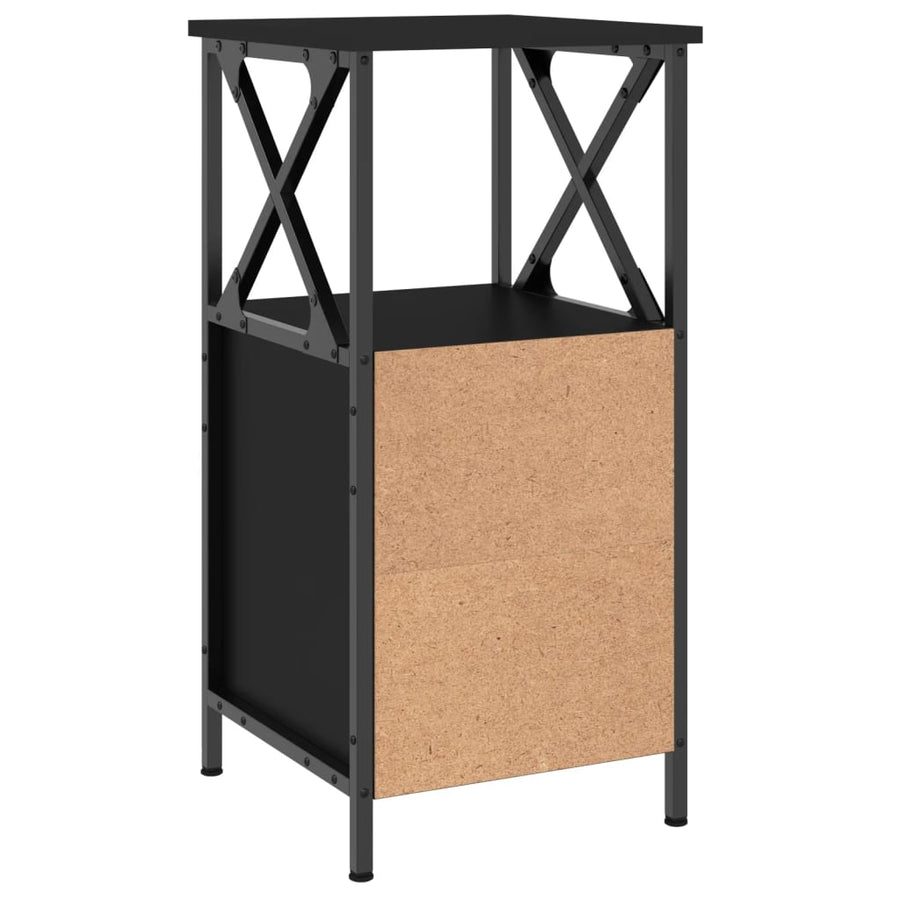 Nachtkastje 34X35,5X70 Cm Bewerkt Hout Zwart