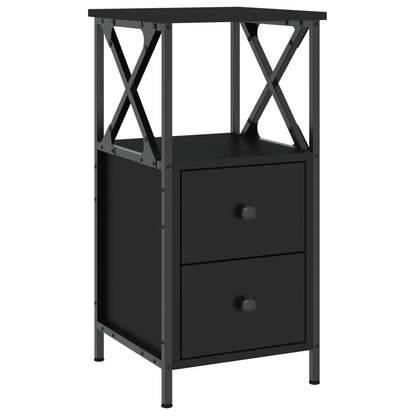 Nachtkastjes 2 st 34x35,5x70 cm bewerkt hout zwart