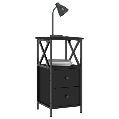 Nachtkastjes 2 st 34x35,5x70 cm bewerkt hout zwart