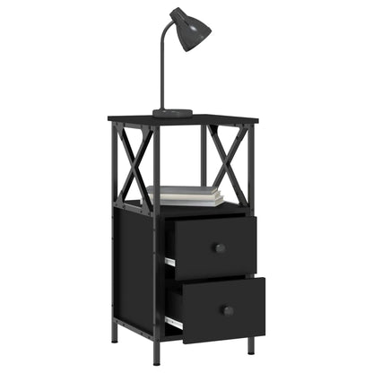 Nachtkastjes 2 st 34x35,5x70 cm bewerkt hout zwart