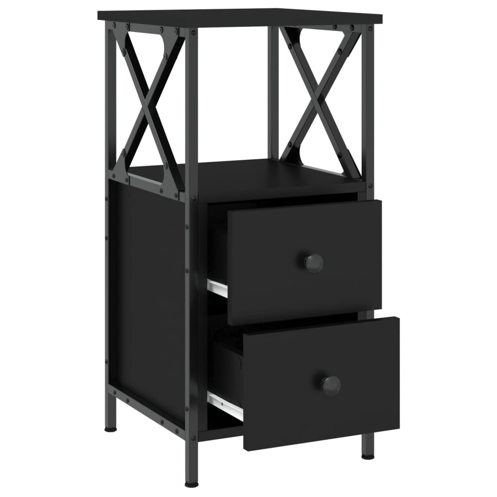 Nachtkastjes 2 st 34x35,5x70 cm bewerkt hout zwart
