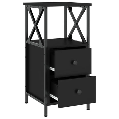 Nachtkastjes 2 st 34x35,5x70 cm bewerkt hout zwart