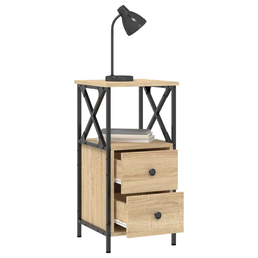 Nachtkastje 34X35,5X70 Cm Bewerkt Hout Sonoma Eikenkleurig