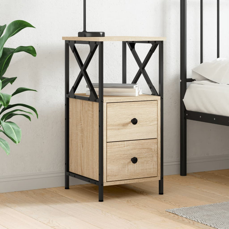 Nachtkastje 34X35,5X70 Cm Bewerkt Hout Sonoma Eikenkleurig