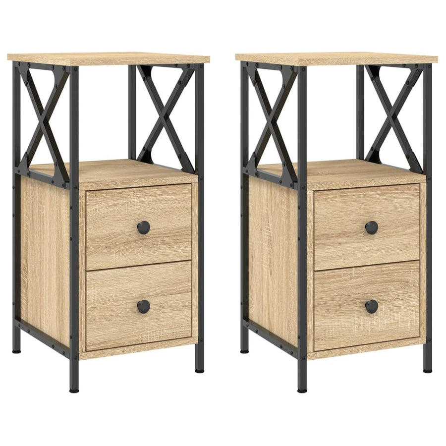 Nachtkastjes 34X35,5X70 Cm Kleurig 2 Sonoma eiken