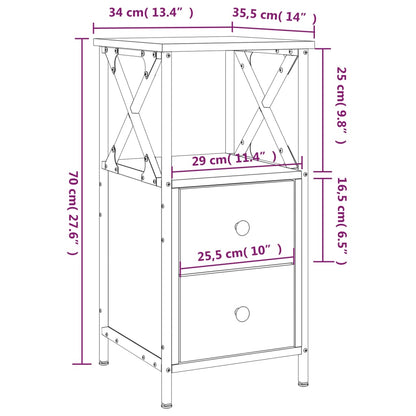 Nachtkastjes 34X35,5X70 Cm Kleurig 2 Sonoma eiken