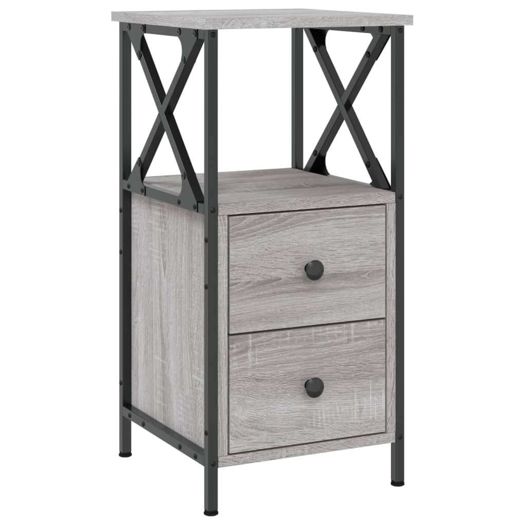 Nachtkastje 34X35,5X70 Cm Bewerkt Hout Eikenkleur 1 Grijs sonoma