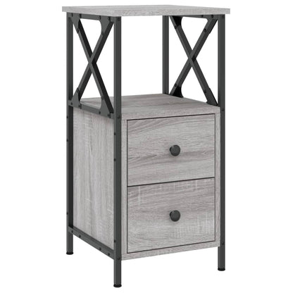 Nachtkastje 34X35,5X70 Cm Bewerkt Hout Eikenkleur 1 Grijs sonoma
