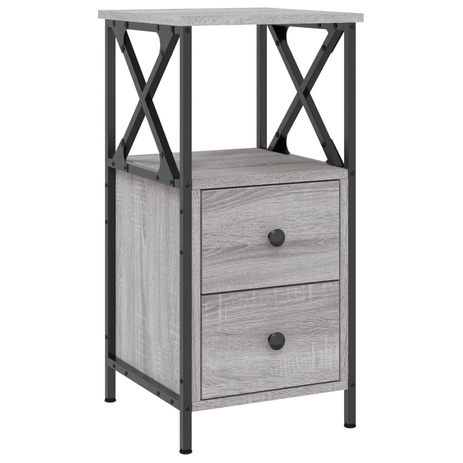 Nachtkastje 34X35,5X70 Cm Bewerkt Hout Eikenkleur 1 Grijs sonoma