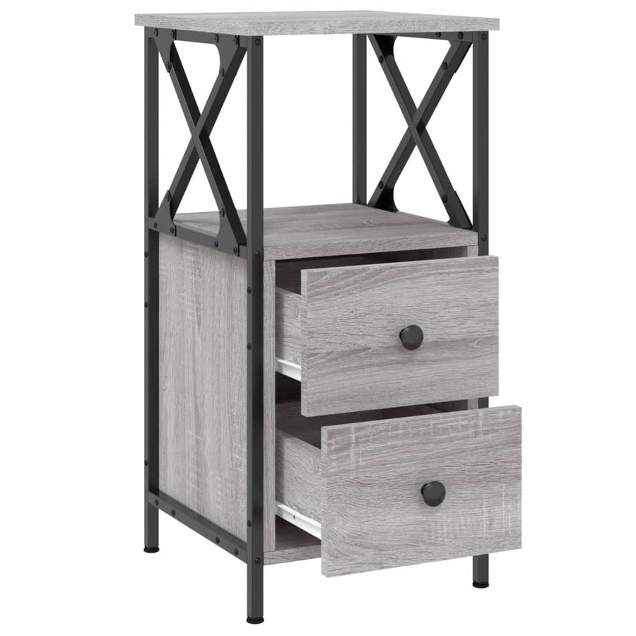 Nachtkastje 34X35,5X70 Cm Bewerkt Hout Eikenkleur 1 Grijs sonoma