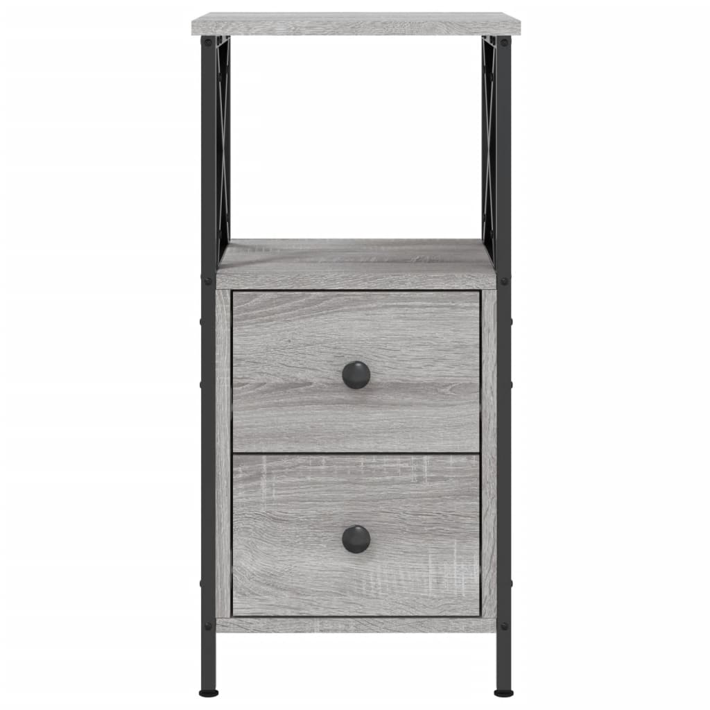 Nachtkastje 34X35,5X70 Cm Bewerkt Hout Eikenkleur 1 Grijs sonoma