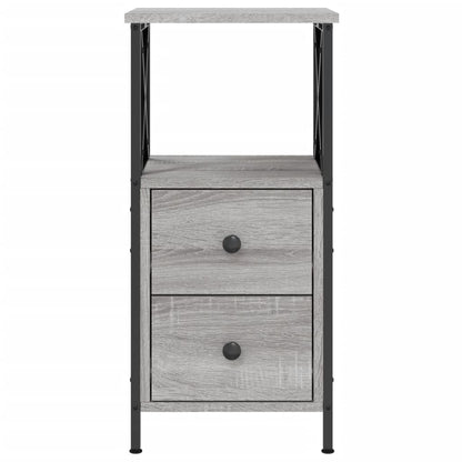 Nachtkastje 34X35,5X70 Cm Bewerkt Hout Eikenkleur 1 Grijs sonoma