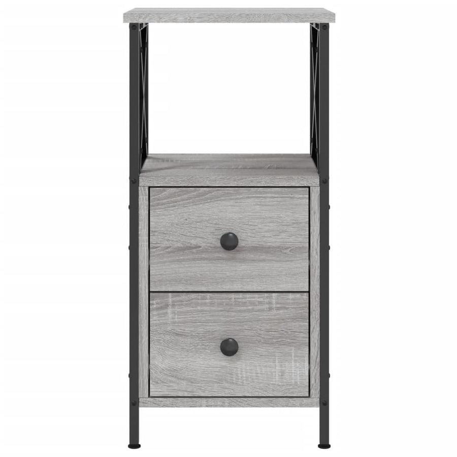 Nachtkastje 34X35,5X70 Cm Bewerkt Hout Eikenkleur 1 Grijs sonoma