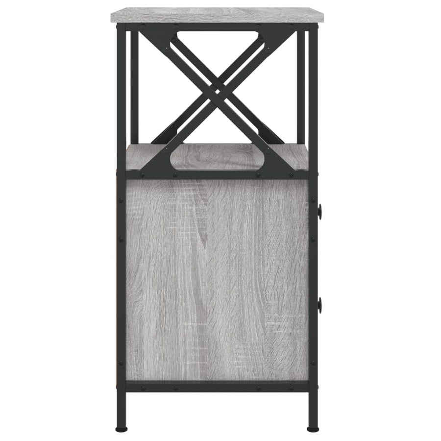 Nachtkastje 34X35,5X70 Cm Bewerkt Hout Eikenkleur 1 Grijs sonoma