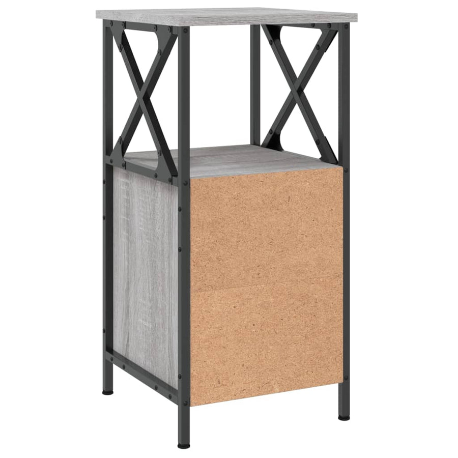 Nachtkastje 34X35,5X70 Cm Bewerkt Hout Eikenkleur 1 Grijs sonoma