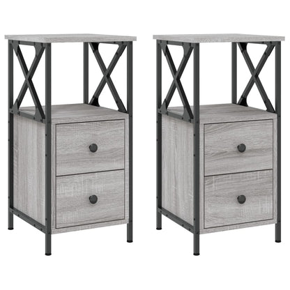 Nachtkastjes 2 St 34X35,5X70 Cm Bewerkt Hout Grijs Sonoma Eiken