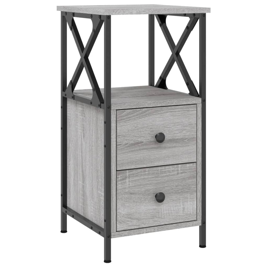 Nachtkastjes 2 St 34X35,5X70 Cm Bewerkt Hout Grijs Sonoma Eiken