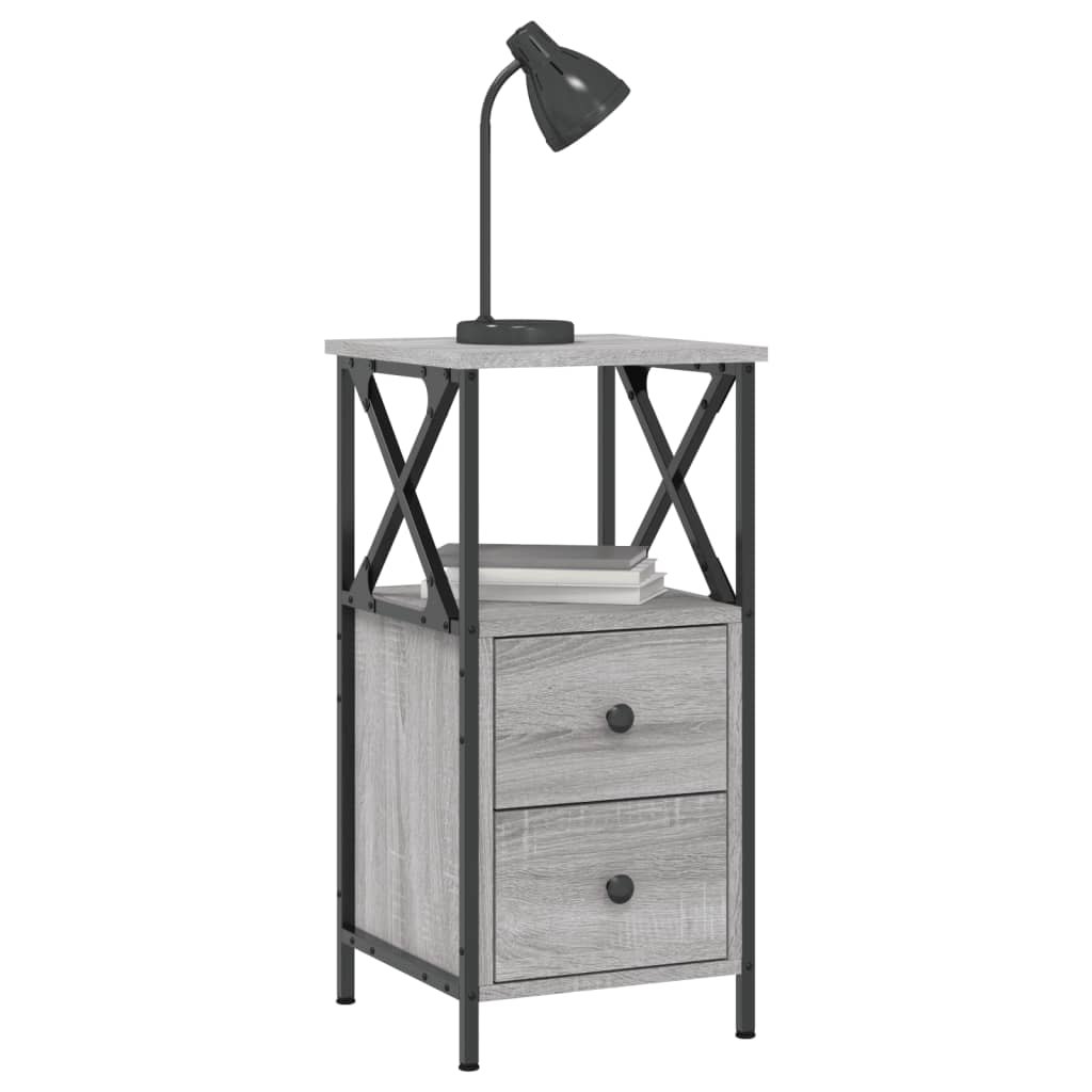 Nachtkastjes 2 St 34X35,5X70 Cm Bewerkt Hout Grijs Sonoma Eiken
