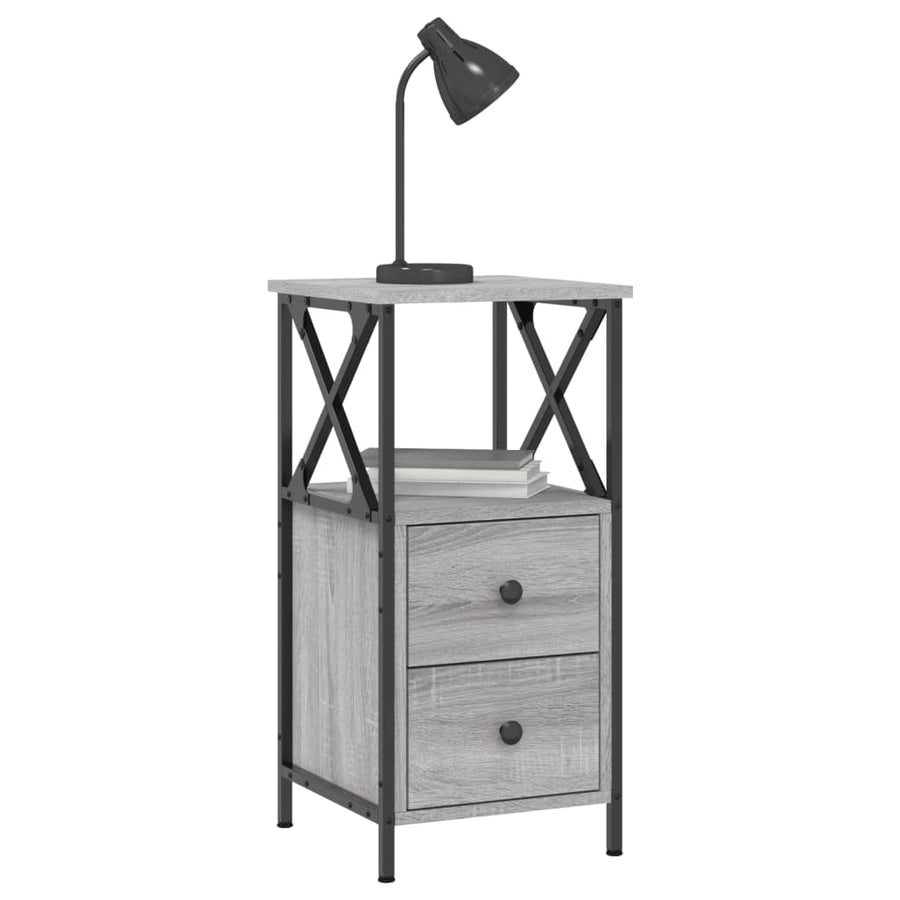 Nachtkastjes 2 St 34X35,5X70 Cm Bewerkt Hout Grijs Sonoma Eiken