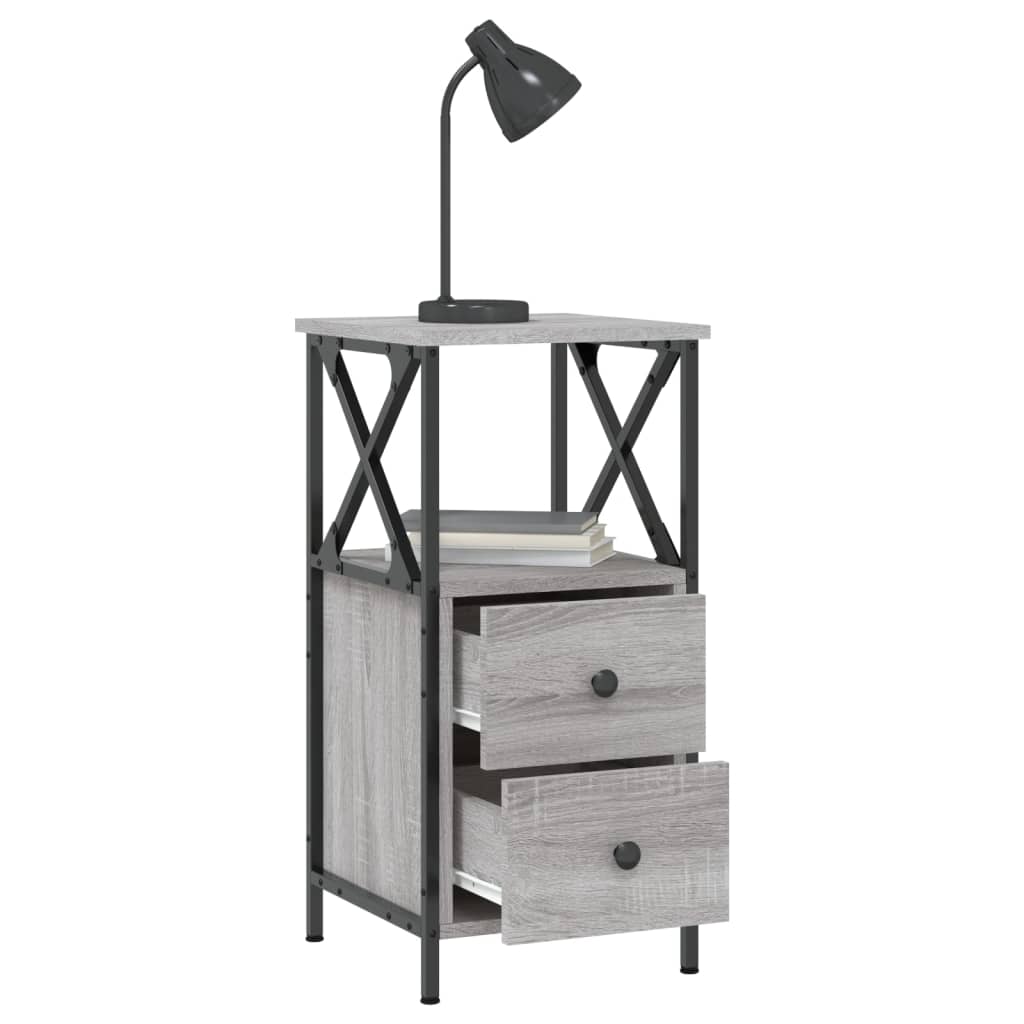 Nachtkastjes 2 St 34X35,5X70 Cm Bewerkt Hout Grijs Sonoma Eiken