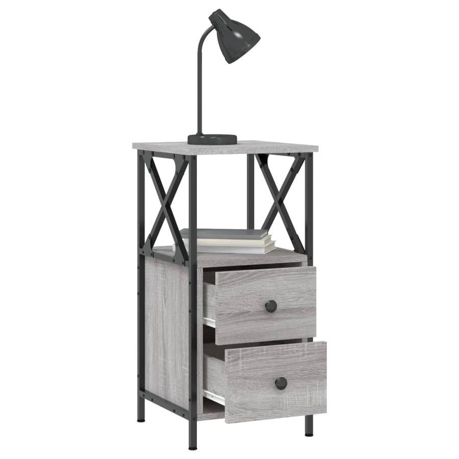 Nachtkastjes 2 St 34X35,5X70 Cm Bewerkt Hout Grijs Sonoma Eiken